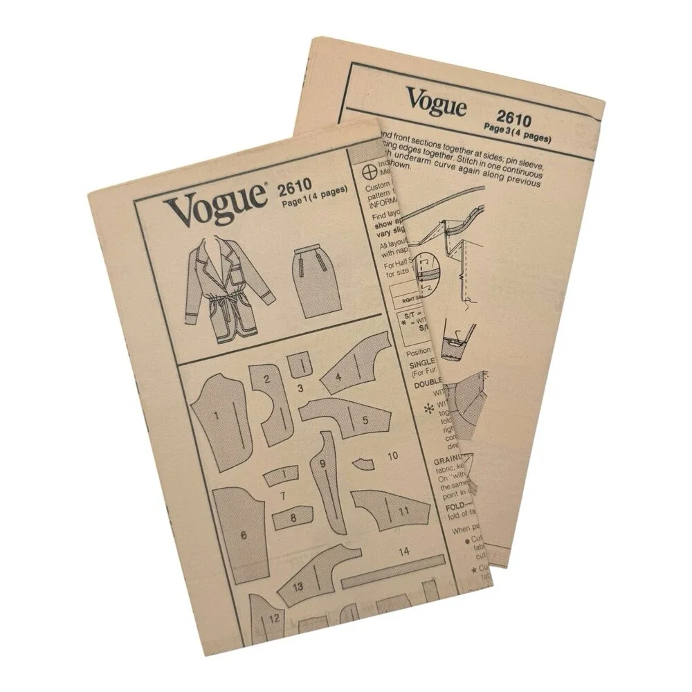VTG 1990 Vogue Attitudes Sewing Pattern Misses' Jacket & Skirt Sz 14-16-18 #2610